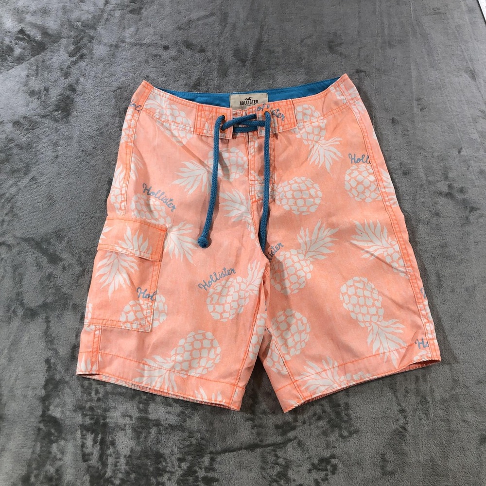Hollister Swim Trunks Shorts Mens XS Orange Pineapple Print Surf Boardshorts